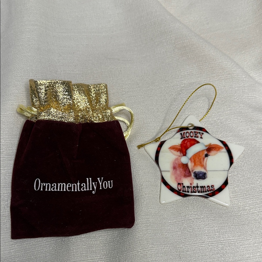 Mooey Christmas Ornament with Gift Bag